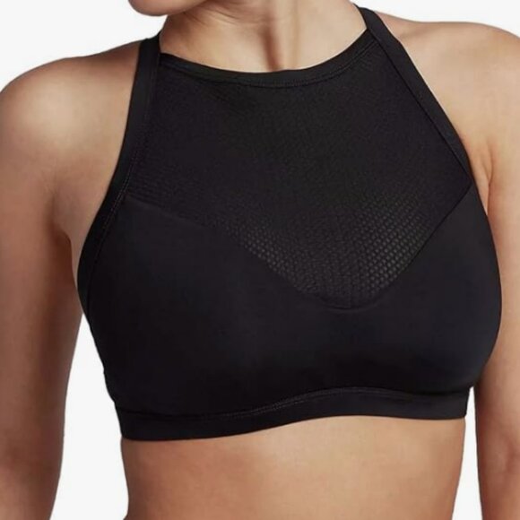 Hurley Quick Dry Mesh High Neck Surf Bikini Swim Top Black - Picture 6 of 8